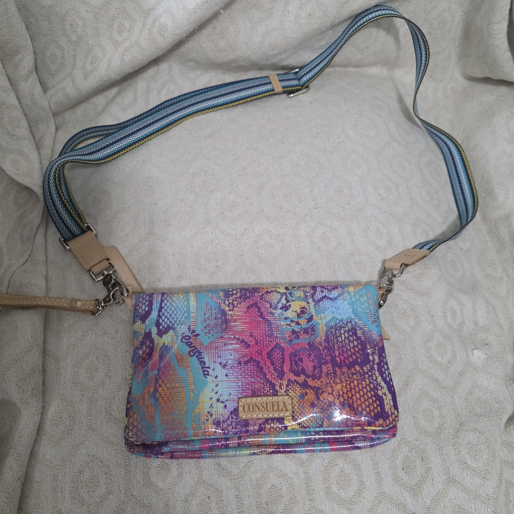 Consuela Colorful Snakeskin Crossbody Bag